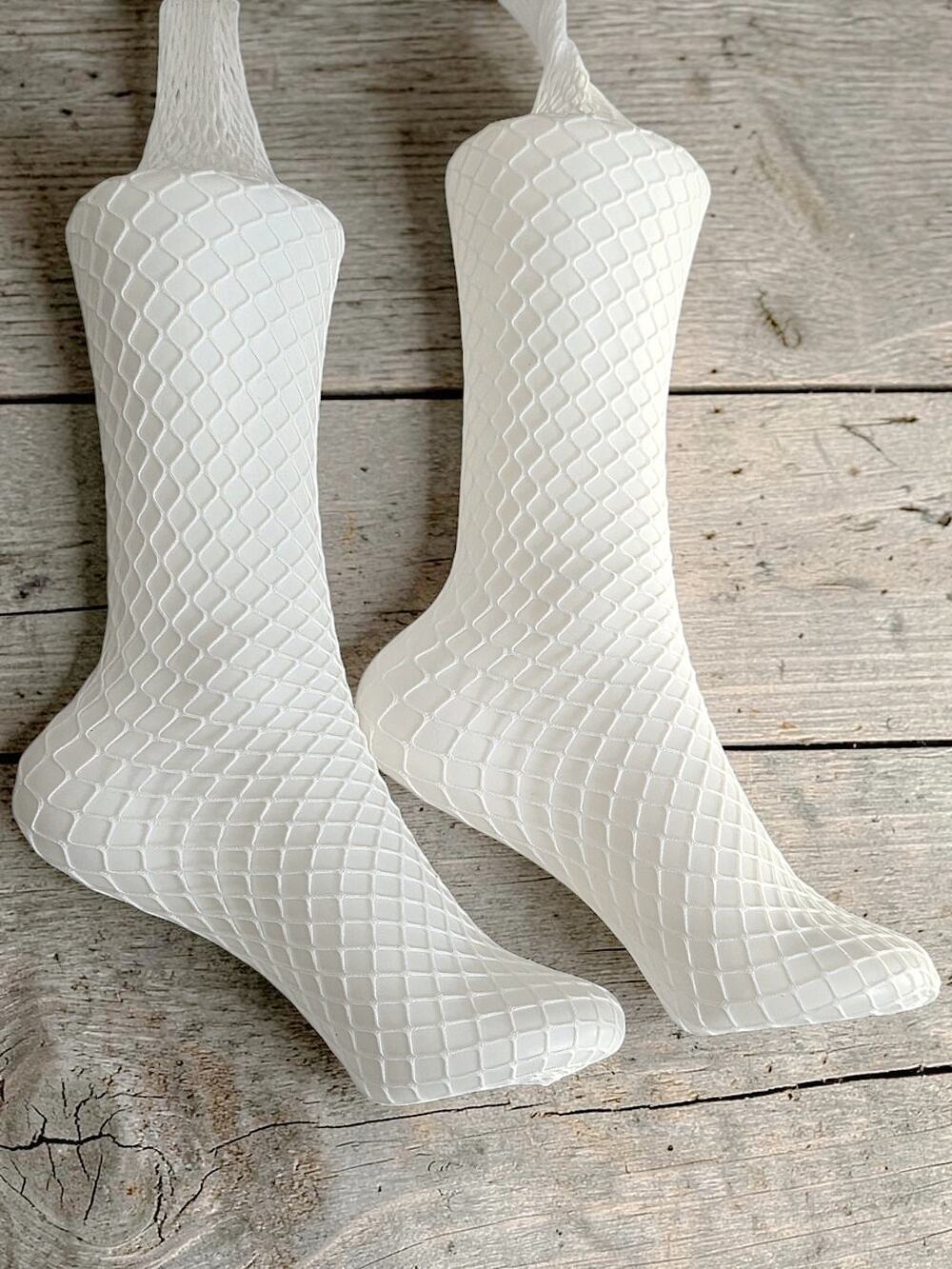 New Leg Avenue White Fishnets Pantyhose Tights Stockings  OS
